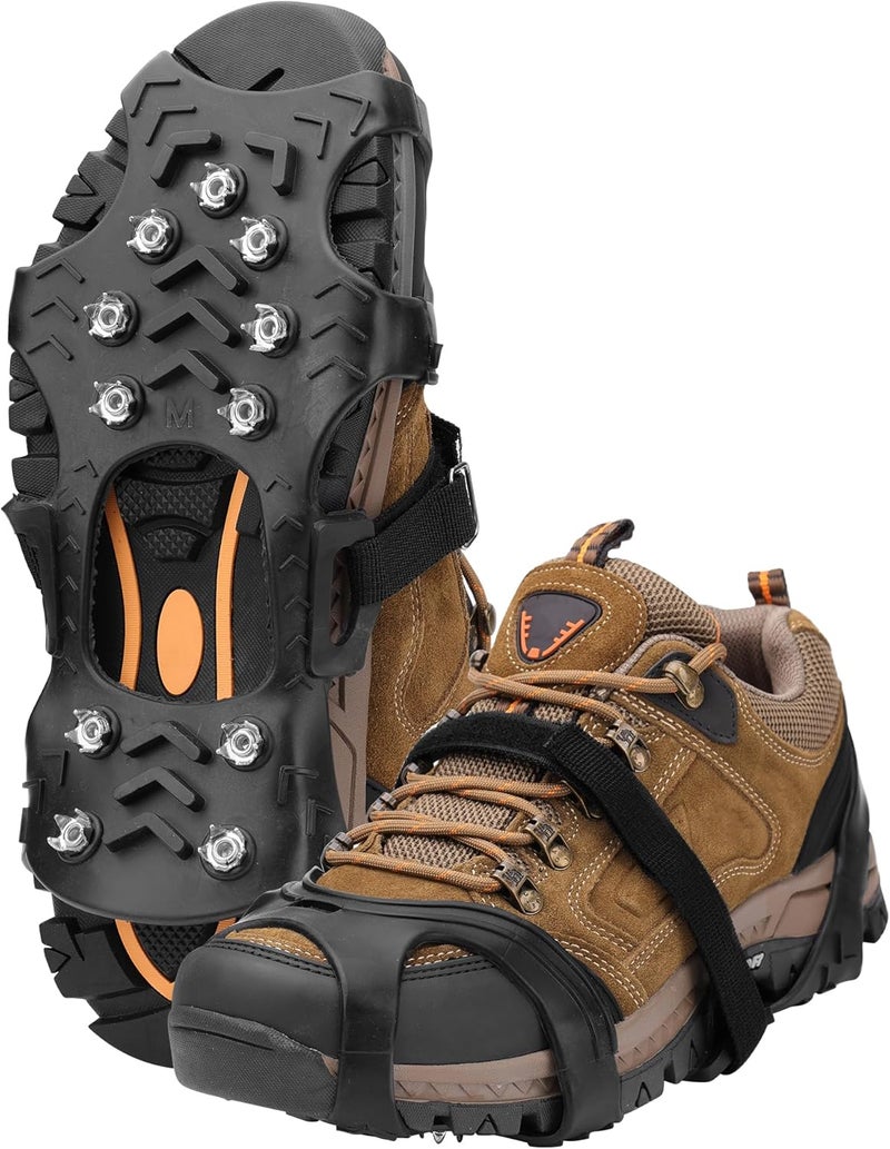 Nullyda Crampons Ice Cleats for Shoes and Boots, Silicone Stainless Steel Grippers with 10 Stainless Steel Spikes Traction Cleats for Ice and Snow for Winter Walking, Hiking, Climbing, and Fishing - Image 1
